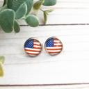  Flag July 4th Glass Stud Earrings