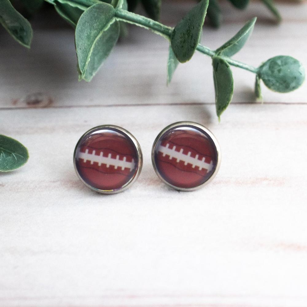 Football Glass Stud Earrings