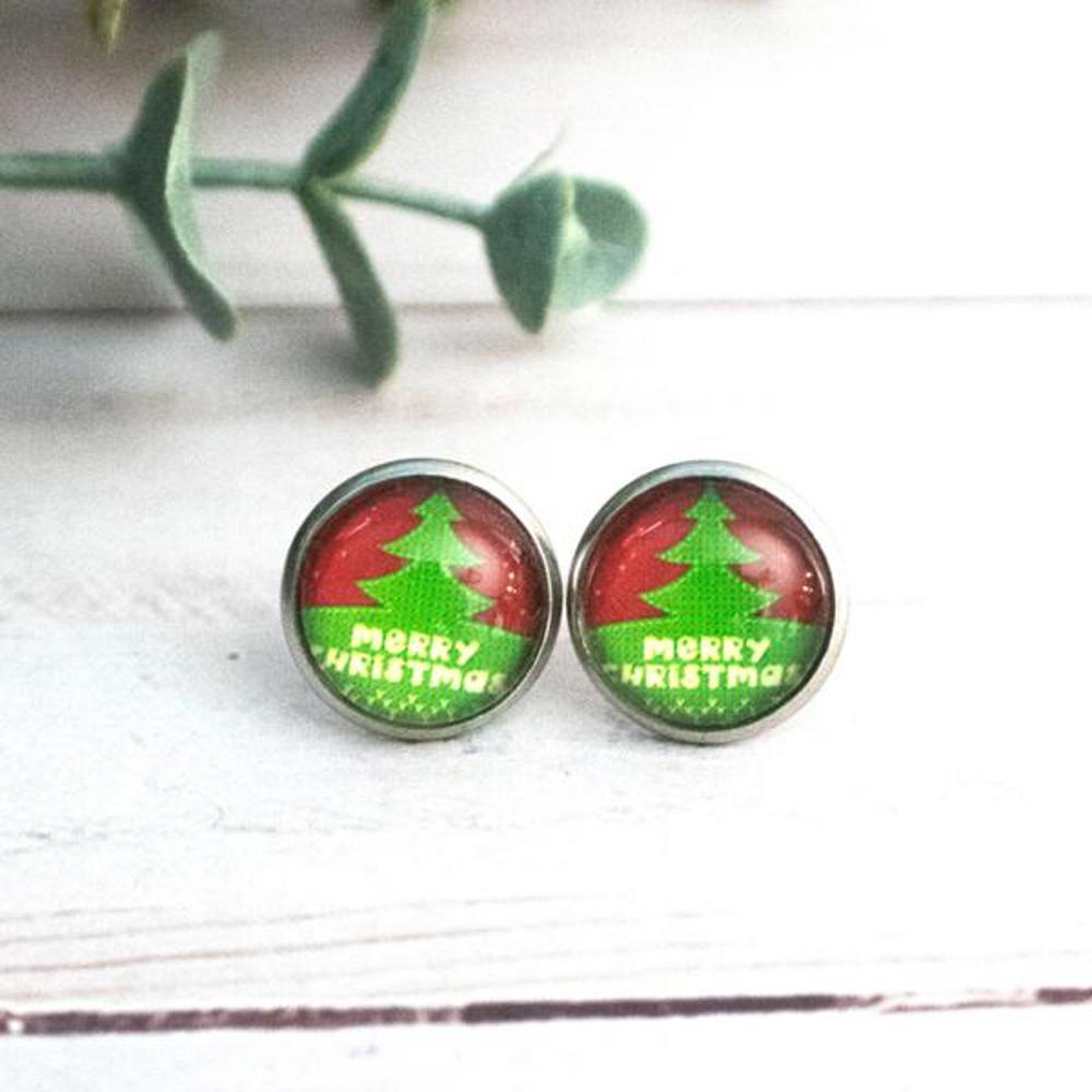 Christmas Glass Stud Earrings