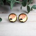  Pink Dandelion Bronze Glass Stud Earrings