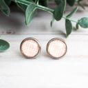  Pink and White Lines Minimalist Glass Stud Earrings