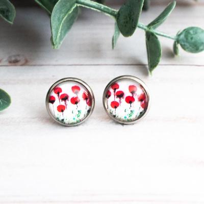 Red Poppies Glass Stud Earrings