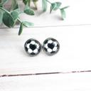 Soccer Hearts Sports Glass Stud Earrings