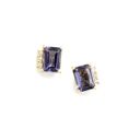  Amethyst Square Post CZ Earring Stud Gem Gift