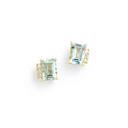  Aquamarine 14k Gold Square Post CZ Earring Stud Gem Gift