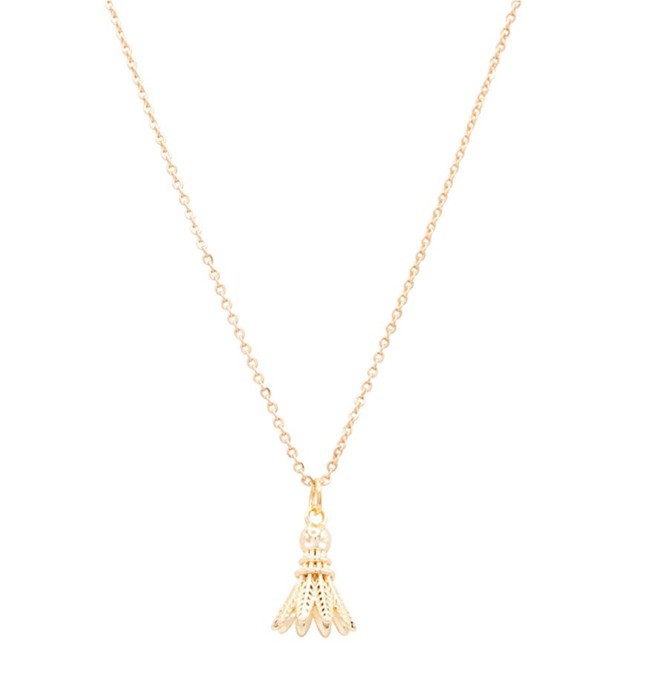 Gold Badminton Birdie Shuttlecock Charm Necklace Sports