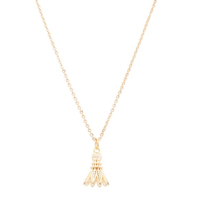 Gold Badminton Birdie Shuttlecock Charm Necklace Sports