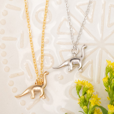 14k Gold or Sterling Silver Brachiosaurus Dinosaur Charm Pendant Necklace