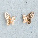  14K Gold Butterfly Cubic Zirconia CZ Crystal Post Stud Earring Insect