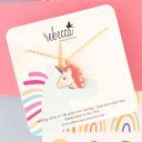  14K Gold Pink Haired Unicorn Enamel Necklace