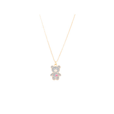 Teddy Bear with Heart Enamel Charm Necklace Children's Gift