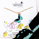  Blue and Black Butterfly Enamel Charm Pendant Necklace Children's Jewelry