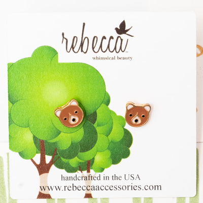 Bear Enamel Post Stud Animal Earring Children's Jewelry