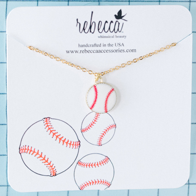 Baseball Enamel Charm Pendant Necklace Children's Jewelry