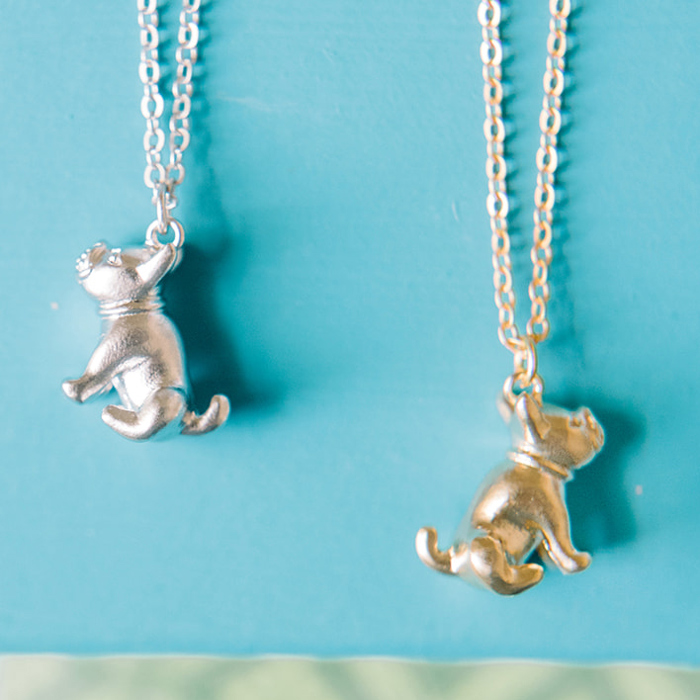 14k Gold or Sterling Silver Bulldog Charm Pendant Animal Pet Necklace