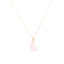  14k Gold Bunny Enamel Charm Children's Necklace