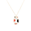  Calico Cat Kitten Enamel Charm Necklace Children's Jewelry