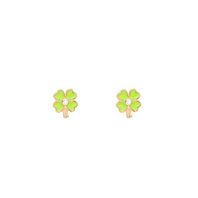 Clover CZ Enamel Post Stud Earring Children's Jewelry Gift St. Patricks Day St. Pattys