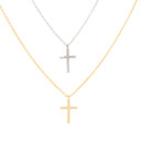  14k Gold or Sterling Silver Simple Dainty Cross Charm Pendant Necklace