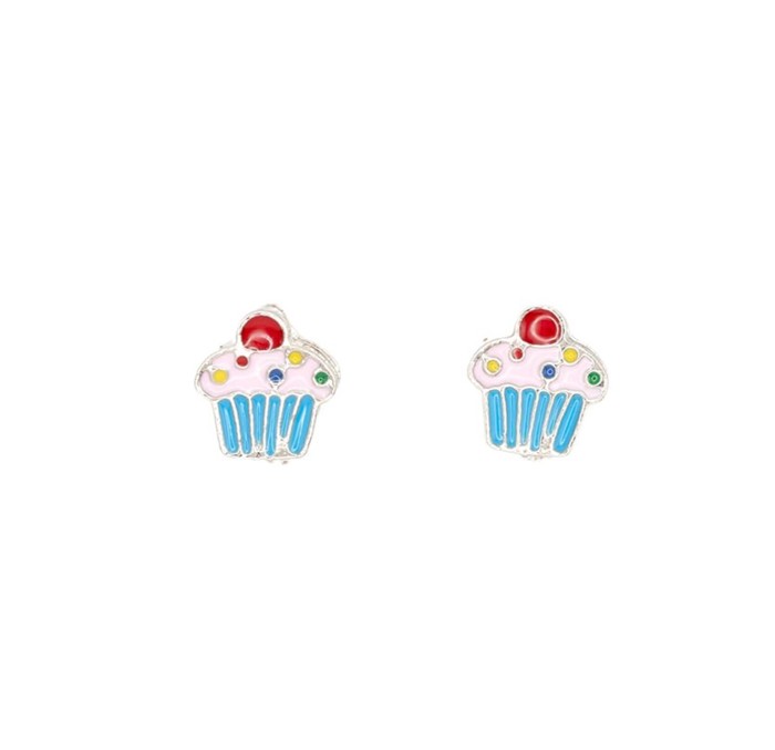 Cupcake Post Stud Earring Food Enamel Children's Jewelry