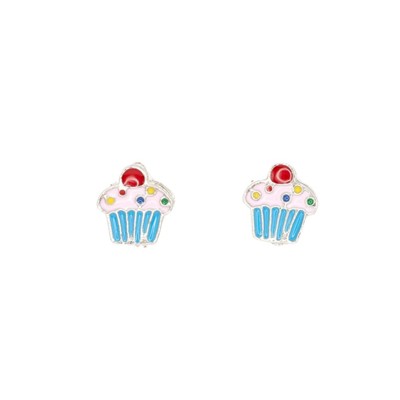 Cupcake Post Stud Earring Food Enamel Children's Jewelry