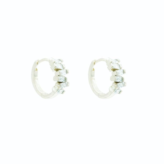 Sterling Silver or 14k Gold Cubic Zirconia Huggie Hoop Earring