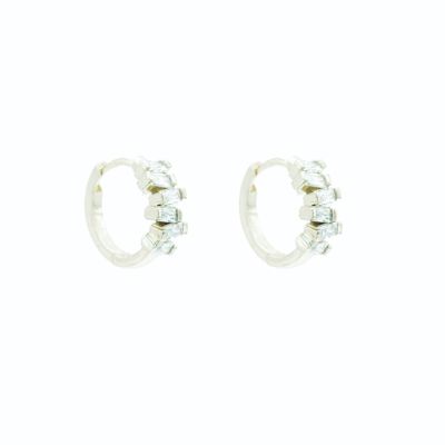 Sterling Silver or 14k Gold Cubic Zirconia Huggie Hoop Earring