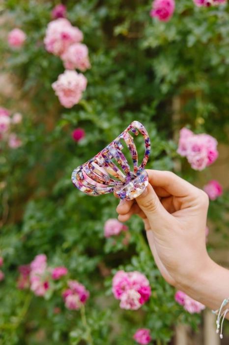 Purple Blue and Cream Marble Pattern Carlisle Claw Clip