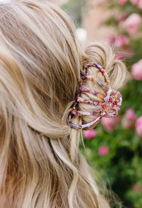 Purple Blue and Cream Marble Pattern Carlisle Claw Clip