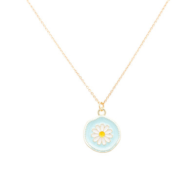 Daisy Medallion Enamel Charm Necklace Children's Jewelry