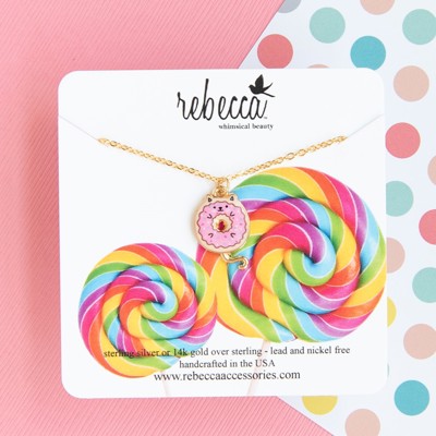 Donut Cat Enamel Charm Necklace Children’s Jewelry