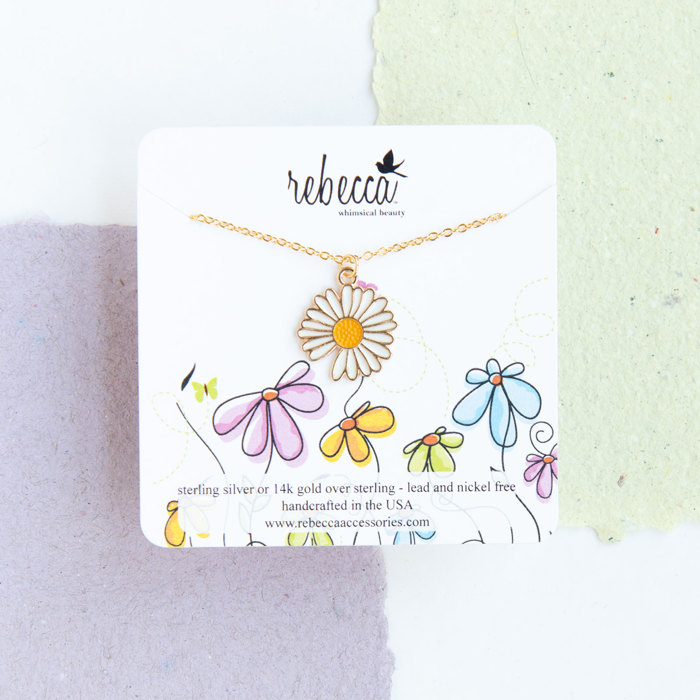 Daisy White Enamel Charm Necklace Children’s Jewelry