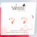  14k Gold Flamingo Bird Enamel Post Stud Earring Children's Jewelry