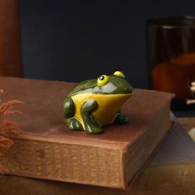 Ceramic Frog Miniature Figurine Whimsical Display Frog Prince