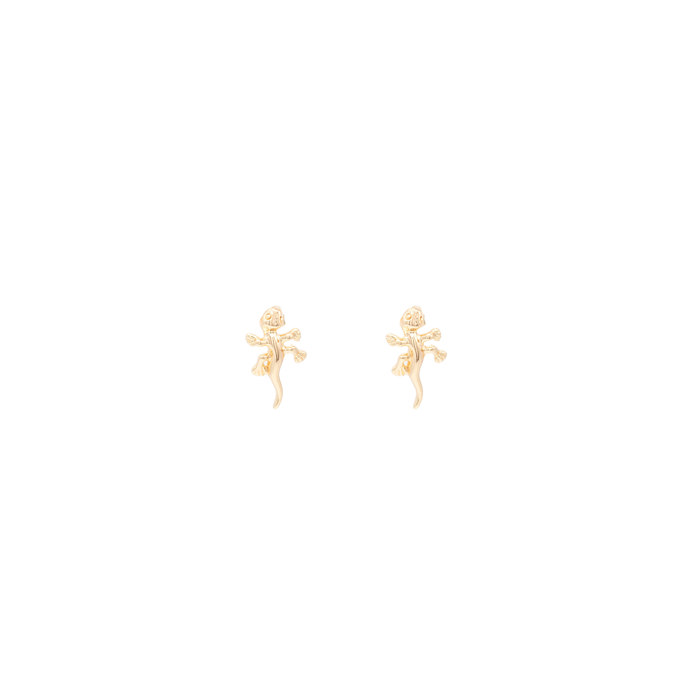 Gold Gecko Lizard Post Stud Earring Animal Reptile Pet gift