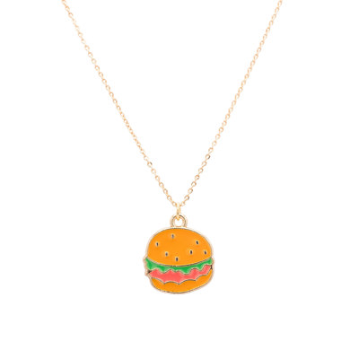 Hamburger Enamel Charm Necklace Children's Jewelry