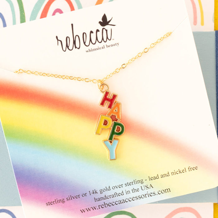 14k Gold Happy Enamel Charm Necklace - Children's