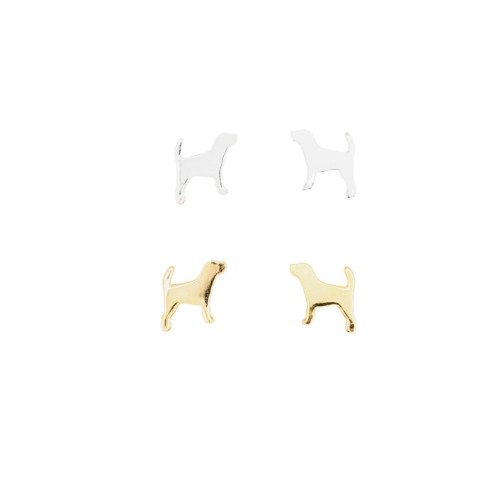 14k Gold or Sterling Silver Hound Dog Animal Stud Post Earring