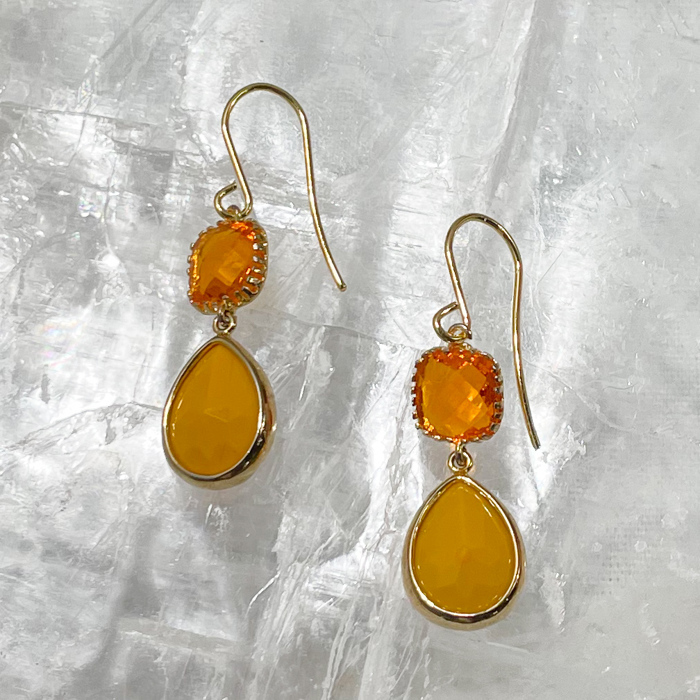 14k Gold Vermeil Carnelian Glass Gemstone Drop Dangle Gift Hypoallergenic 