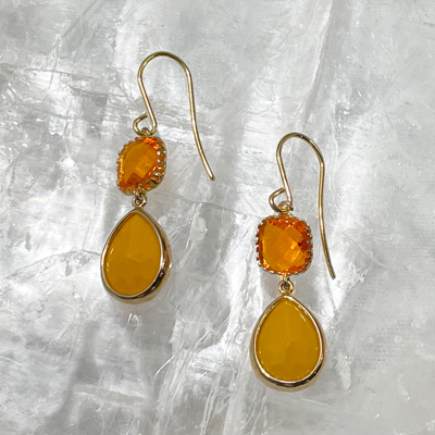 14k Gold Vermeil Carnelian Glass Gemstone Drop Dangle Gift Hypoallergenic 