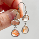  Sterling Silver Peach and Orange Glass Gemstone Drop Dangle Hypoallergenic