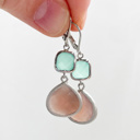  Sterling Silver Turquoise and Reg Agate Leverback Gem Dangle Hypoallergenic