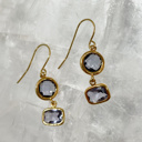  14k Gold Vermeil Amethyst Purple Glass Gem Dangle Drop Gift Hypoallergenic 