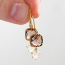  14k Gold Vermeil Purple and Rose Quartz Heart Drop Dangle  Hypoallergenic