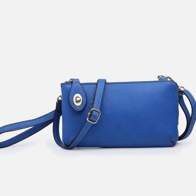 Royal Blue Faux Leather Kendall Crossbody Wristlet with Twist Lock Closure Jen & Co.