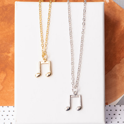 14k Gold or Sterling Silver Music Medium Note Charm Necklace