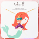  14k Gold Mermaid Tail Enamel Charm Pendant Necklace Children's Jewelry