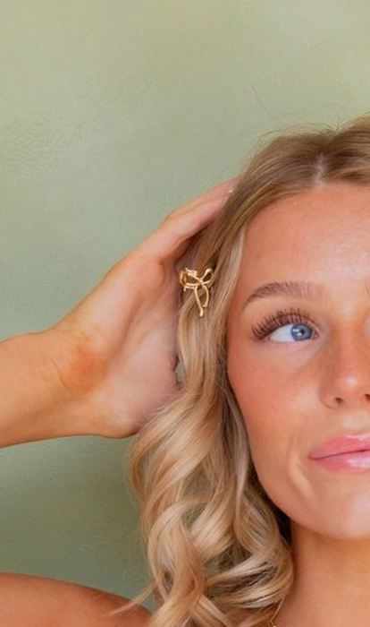 Mini Gold Bow Hair Claw Clips 