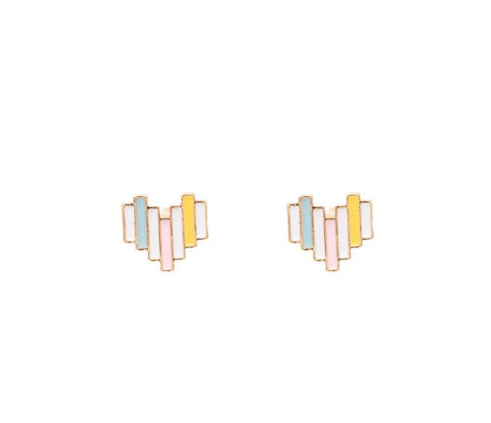 Patchwork Heart Enamel Post Stud Earring Children's Jewelry