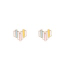  Patchwork Heart Enamel Post Stud Earring Children's Jewelry